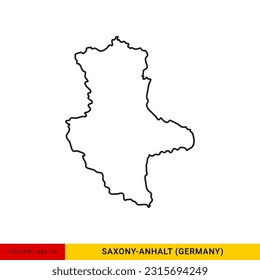 Outline Map of Saxony-Anhalt - State of Germany Vector Illustration Design Template. Editable Stroke.