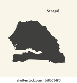 Outline map of Senegal. Isolated vector illustration.