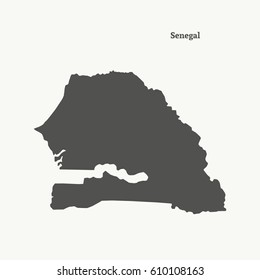 Outline map of Senegal. Isolated vector illustration.