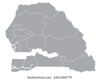 Esquema del mapa de Senegal con regiones
