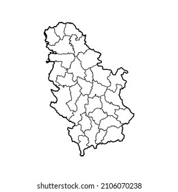 Outline map of Serbia white background. Vector, European state map with contour.
