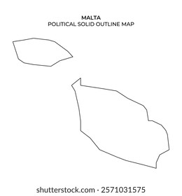 The outline map showcases the political boundaries of Malta, highlighting the shape of the islands in a clear and simplified manner. Ideal for educational and reference purposes.