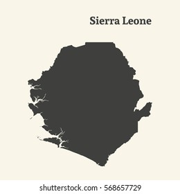 Outline map of Sierra Leone. Isolated vector illustration.