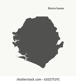 Outline map of Sierra Leone. Isolated vector illustration.