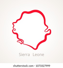 Outline map of Sierra Leone marked with red line.