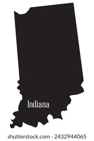 Outline map silhouette of the state of Indiana over white