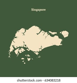 Outline map of Singapore. Isolated vector illustration.