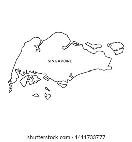 Outline Map of Singapore Vector Design Template. Editable Stroke