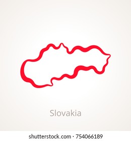 Outline map of Slovakia marked with red line.