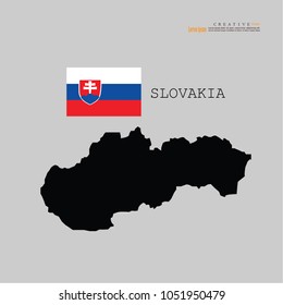 outline map of  Slovakia with nation flag.vector illustration.