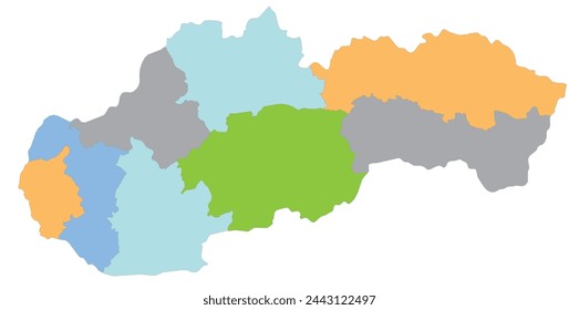 Outline of the map of Slovakia with regions