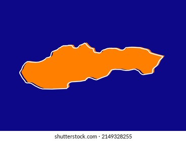 Mapa de esquema de Eslovaquia, mapa de concepto estilizado de Eslovaquia. Mapa naranja sobre fondo azul.