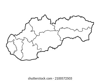 Outline map of Slovakia white background. Vector, European state map with contour.