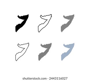 Outline map of the Somalia. Map of the Somalia. Linear style. Vector icons