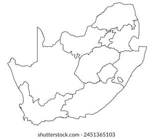 Outline of the map of South Africa with regions