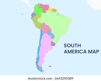 Outline map of South America. High detailed map of South America. South America.