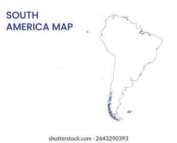 Outline map of South America. High detailed map of South America. South America.