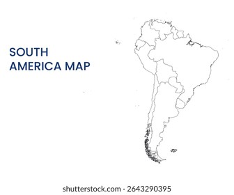 Outline map of South America. High detailed map of South America. South America.