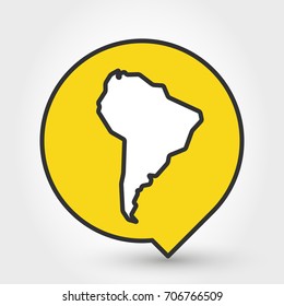 outline map of South America, yellow icon concept