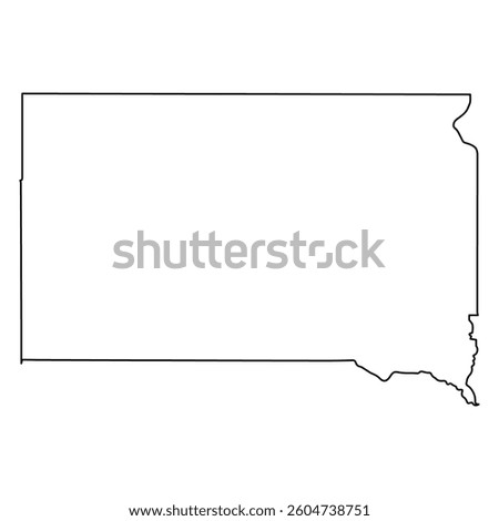 Outline Map of South Dakota State Blank Template border