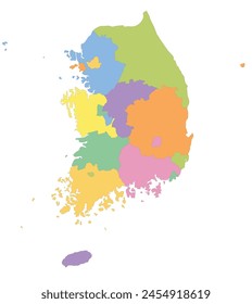 Outline of the map of South Korea with regions