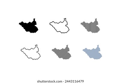 Outline map of the South Sudan. Map of the South Sudan. Linear style. Vector icons