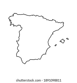 Outline map of Spain white background. Vector map with contour.