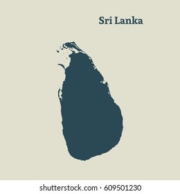 Outline map of Sri Lanka. Isolated vector illustration.