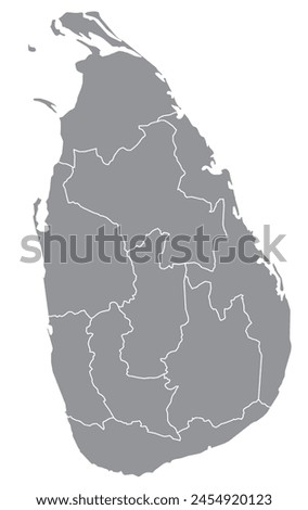 Outline of the map of Sri Lanka with regions