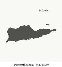 Outline map of St. Croix. Isolated vector illustration.