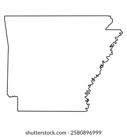 Outline Map of the State of Arkansas, state usa