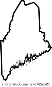 Outline map of the state of maine with its coastal regions highlighted. Vector