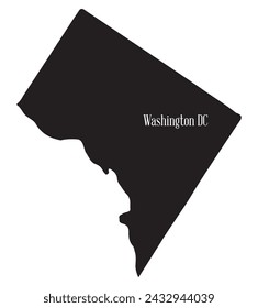 Outline map of the state of Washington DC over a white background