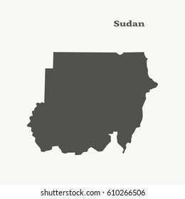 Outline map of Sudan. Isolated vector illustration.