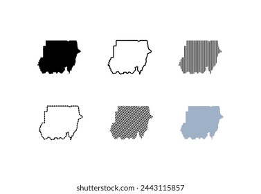 Outline map of the Sudan. Map of the Sudan. Linear style. Vector icons