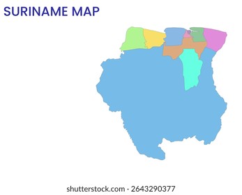 Outline map of Suriname. High detailed map of Suriname. South America.