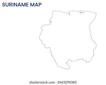 Outline map of Suriname. High detailed map of Suriname. South America.