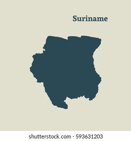 Outline map of Suriname. Isolated vector illustration.
