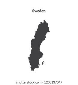 Outline map of Sweden. Isolated vector illustration.
