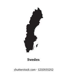 Outline map of Sweden. Isolated vector illustration.