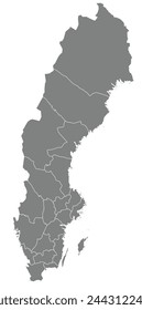 Outline of the map of Sweden with regions
