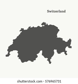 Outline map of Switzerland. Isolated vector illustration.