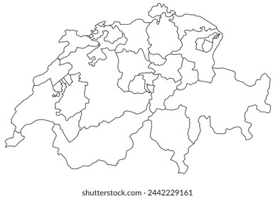 Outline of the map of Switzerland with regions