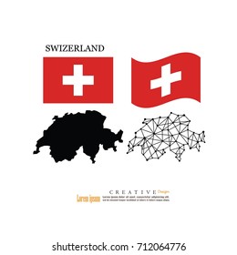 outline map of  Swizerland with nation flag.vector illustration.