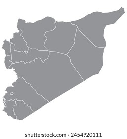 Outline of the map of Syria with regions