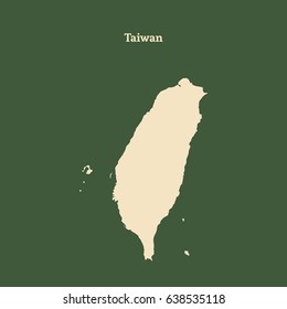 Outline map of Taiwan. Isolated vector illustration.