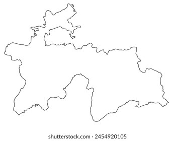 Esquema del mapa de Tayikistán con regiones