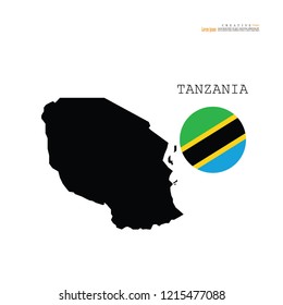 outline map of  Tanzania with nation flag.vector illustration.