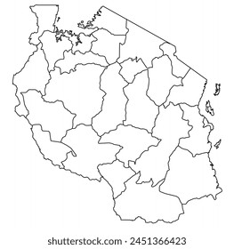 Outline of the map of Tanzania with regions