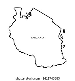 Outline Map of Tanzania Vector Design Template. Editable Stroke